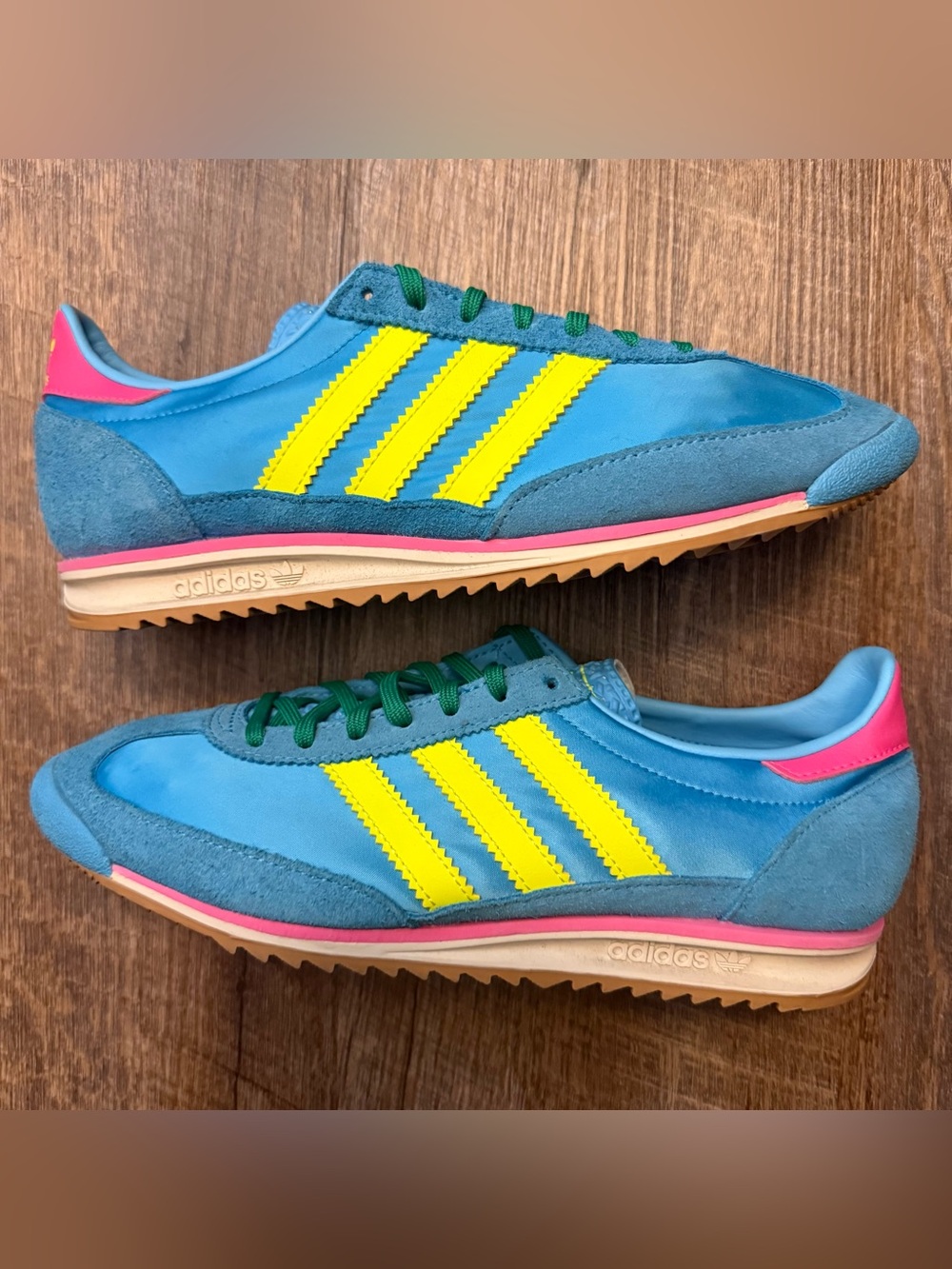Adidas SL72 OG Sky Rush Blue Solar Yellow Satin Wmns Women’s Size 8 Sneakers